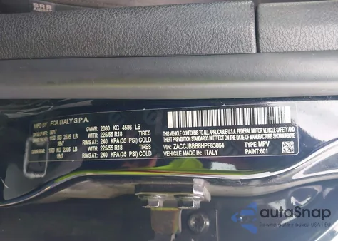 2017 Jeep Renegade Altitude 4X4 z USA, uszkodzony, nr VIN ZACCJBBB8HPF83864